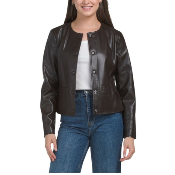 ELIE TAHARI Long Sleeve Crew Neck Button Down Jacket - Picture 3 of 3